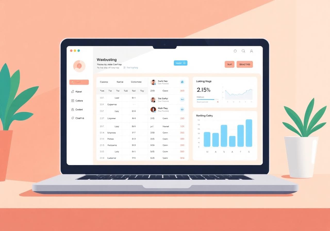 Dashboard på laptop med booking og statistikk